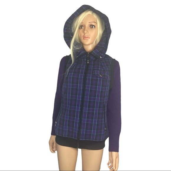 Burton Ho Chi Minh Purple Plaid Dry Ride Hooded Vest Large NWOT - Picture 13 of 16